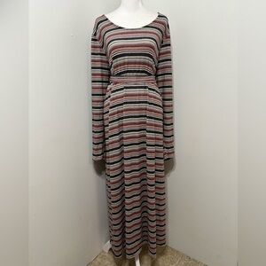 Lane Bryant Striped Long Sleeve Midi Dress Size 26/28
